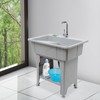 ZERNEIL Utility Laundry Sink with Washboard, 31.5in(W) Freestanding Sink Wash
