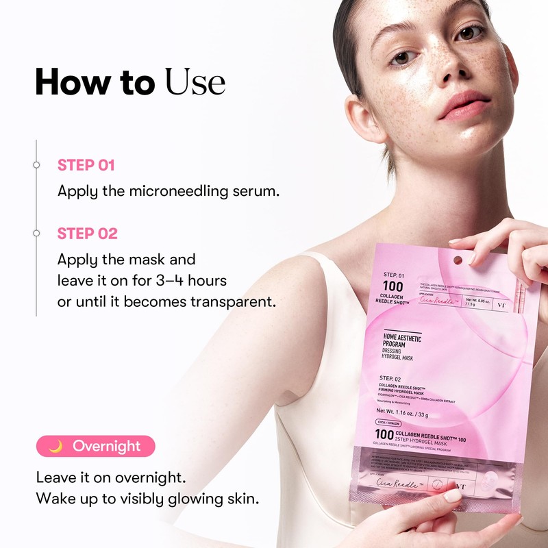 VT COSMETICS Collagen Reedle Shot 100 2-Step Hydrogel Mask(34.5gx4ea), Intensive