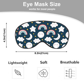 NOHSHE Cute Sky Night Eye Mask Sleeping Mask Moon Clouds Rainbows Stars Sleep Masks Silky Soft Eye Cover for Women Men Shading Blindfold for Air Travel Sleeping