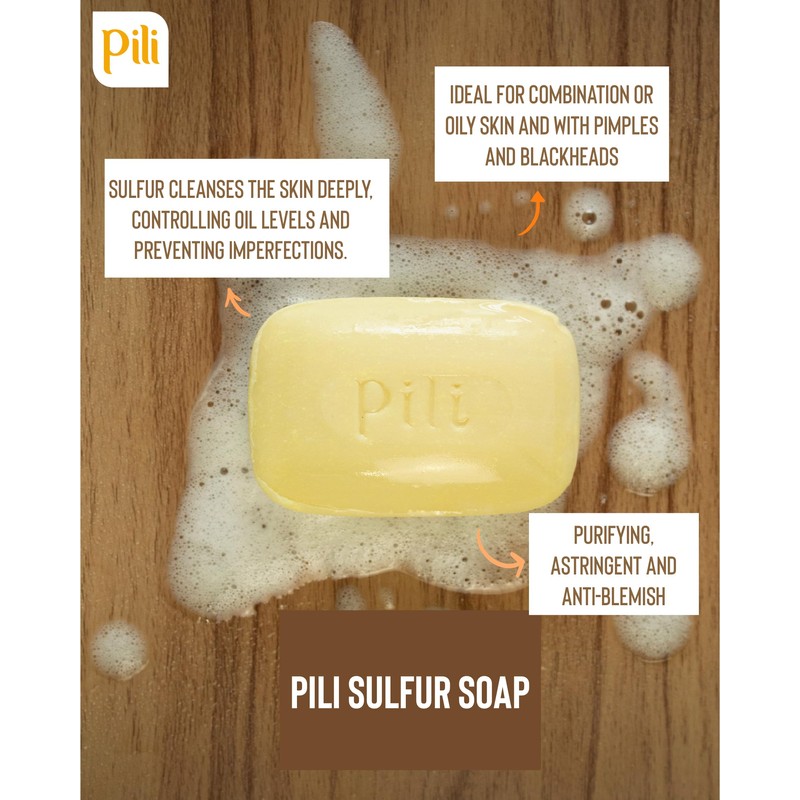 Pili Natural Sulfur Soap Bars (3 Pack) Jabón de azufre