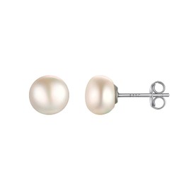 Silver Pearl Earrings for Women 8mm Hypoallergenic Flat Back Silver Earrings Studs Men