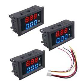 SIPYTOPF 3 Pack 0.28" LED Digital Voltmeter Ammeter,DC 100V 10A Voltage Current Tester Red and Blue Digital Multimeter Display Volt Meter Gauge