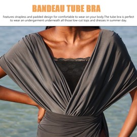 3PCS Strapless Bandeau Bra, Womens Bandeau Bra Non Padded Floral Lace Wireless Strapless Bra Stretchy Tube Lace Chest Tube Tops for Women(Fit for 40-60 Kg)