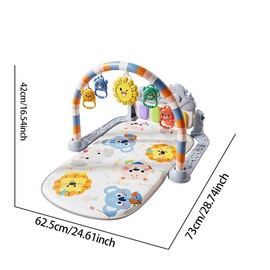Baby Play Mat with Music Piano Keyboard, 1 Count Interactive Game Mat Excluding 3 Counts 1.5V AA Battery, Fun & Educational Gym Toy for Infant Boy & Girl, Activity Mat, Tummy Time Mat:_Orange_one-size