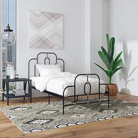 Novogratz Boutique Olivia Metal, Twin Size Frame, Black and Gold Bed