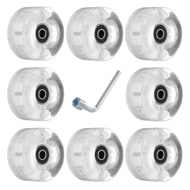 PATIKIL Pack of 8 Roller Skates with Bearings Luminous Replacement for Double Row 32 x 58 mm White