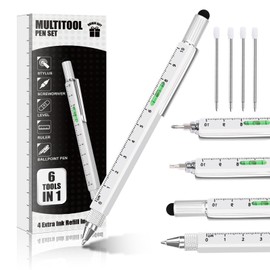 Unique Multitool Pen Gifts for Men, Stocking Stuffers for Men Dad Cool Gadgets for Husband Him Birthday Gifts for Men, Office Engineer Woodworkers Carpenter Construction Tool Gift