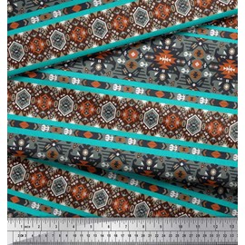 Soimoi Cotton Poplin Fabric Aztec Southwestern Decor Fabric Printed metre 42 Inch Wide