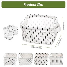 4 Pack Storage Baskets, Collapsible Mini Storage Boxes, Canvas Square Baskets Fabric Storage Bins, Waterproof Cotton and Linen for Desk Storage and Household Organizer Toys Bathroom Closets Playroom