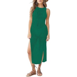 Bsubseach Womens Swimsuit Crochet Cover Up Sleeveless Bikini Swimwear Bathing Suit Beach Dress