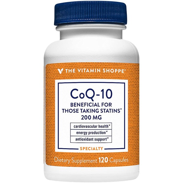 The Vitamin Shoppe CoQ-10 200mg - Beneficial for Those Taking Statins – Supports Heart & Cellular Health and Healthy Energy Production, Essential Antioxidant – Once Daily (120 Capsules)
