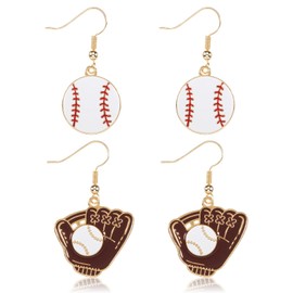 BOHUIZ 4 Pcs Baseball Earrings for Women, Baseball Dangle Earrings Sports Ball Shape Earrings Fashion Softball Drop Dangle Earring Baseball Player Jewelry for Women Baseball Mom Gifts