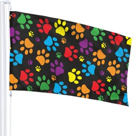 IBILIU Colorful Dog Paw Flag 3x5 Ft Outdoor,paw print colored Garden Flags House Flags Banner Decor For Courtyard Porch Lawn