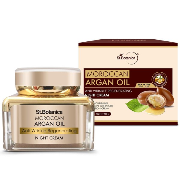 St. Botanica Moroccan Argan Oil Anti Wrinkle Regenerating Night Cream, 50G - Intense Nourishing & Renewal Overnight Regeneration Cream