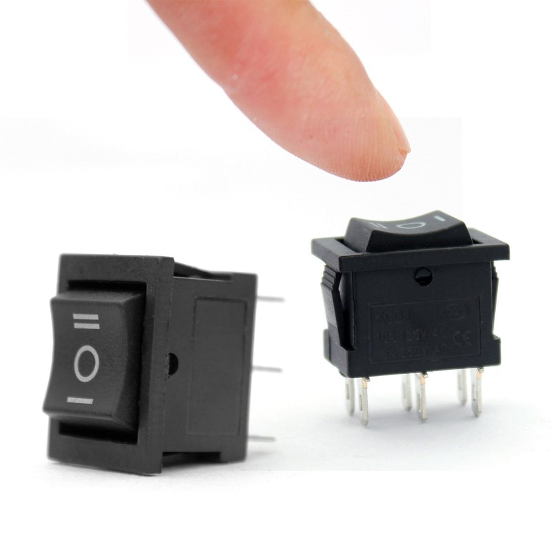 6PCS Boat Rocker Switch AC 6A/250V 10A/125V 6 Pin DPDT