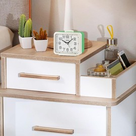 SEIKO Clocks QHK061WLH Akarui Bright Green and White 4.3 x 3.4 Inch Acrylic Bedside Tabletop Time Keeper Alarm Clock