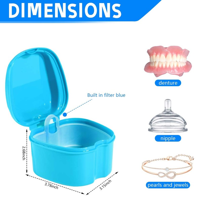 KISEER Light Blue Denture Bath Case Cup Box Holder Storage