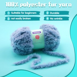 2 Skeins Soft Chunky Fluffy Fuzzy Faux Fur Yarn for Crocheting - Eyelash Furry Yarn for Knitting Blankets, Scarves and Sweaters, 3.5 Oz/75 Yards Per Roll(Red)