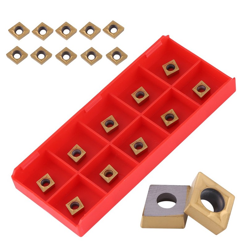 10pcs Tin-Coated CNC Carbide Insert Cutter Indexable Lathe Milling Inserts
