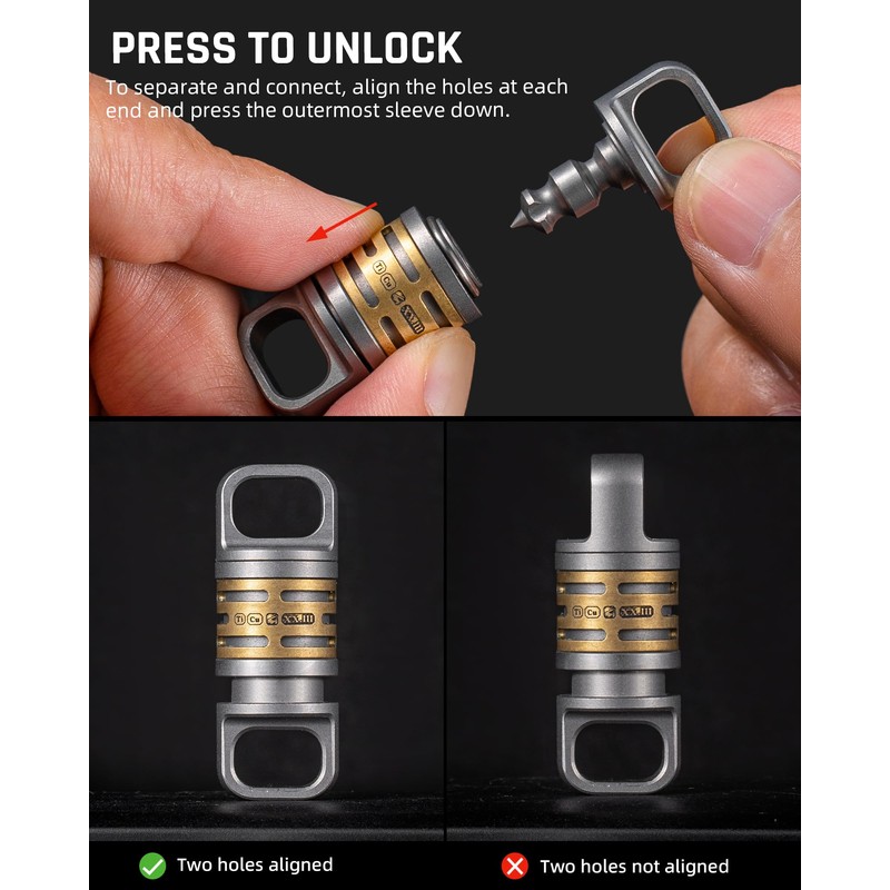 TISUR Titanium Quick Release Swivel Keychain, Heavy Duty Detachable Keychain