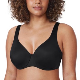DELIMIRA Women's Minimiser Bra Plus Size Non Padded Underwired Seamless Comfort Bras Black 38E