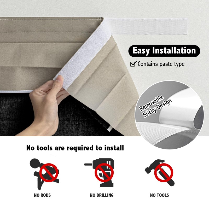 100% Blackout Classroom Door Window Curtains,Privacy Tie up Shade Thermal