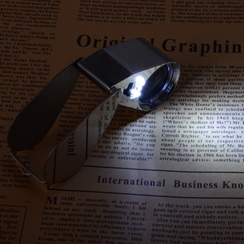 2 Pack 40X Full Metal Illuminated Jewelry Loop Magnifier, XYK