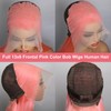 GIRLOFDREAMS Pink Color 13x6 Bob Lace Front Wig Human Hair