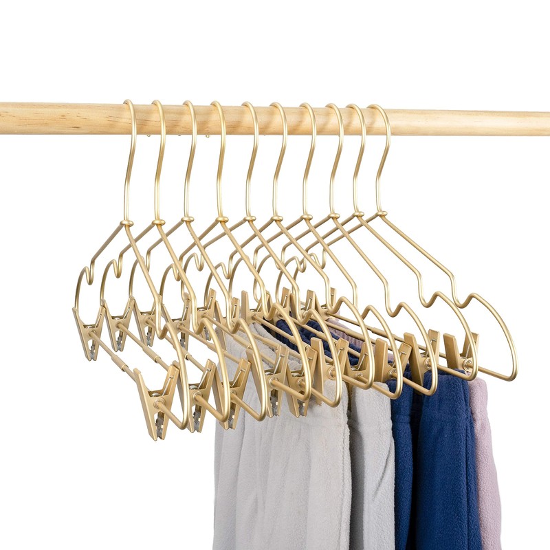 Koobay 12.5" Gold Metal Baby Clothes Clips Hanger Children Kids