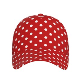 LVGOOKI Red and White Polka Dots Hats Unisex Women Men Retro Adjustable Snapback Trucker Hat…