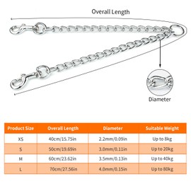 Pettom Heavy Duty 2 Way Dog Lead Metal Chain Double Pet Clip Leash Coupler