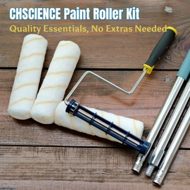 Paint Roller Kit with Extension Pole - House Painting Kit with 9" Paint Rollers Frame Non-Slip,96” Adjustable Paint Roller Extension Pole, 3 Paint Roller Covers,for Painting Wall,Ceiling