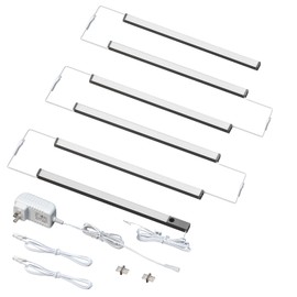 LUMILAND 6 Pcs 12-inch Led Under Cabinet Lighting Plug-in with Hand Wave, Dimmable 6000K Cold White Under Counter Lights Linkable with Memory Function for Kitchen