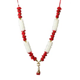 Aditri Creation, Artificial Red Rose Flowers Ribbon Garland Haar Mala for Idol-Mala for God, Pooja Sringar Articles Ornament for Decoration