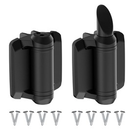 HAPPYGATE Self Closing Gate Hinges Heavy Duty, Adjustable Heavy Duty Gate Hinges Pool Safety Hinge with Safety Cap, Tension Spring Black Door Hinges Fence Hinges for Outdoor Gates, Vinyl Gates, 2 Pack