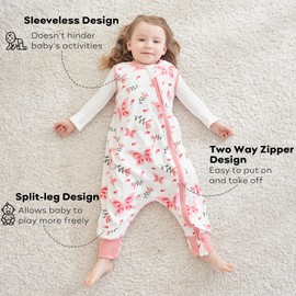Yoofoss Baby Sleeping Bag with Leg 100% Cotton 0.5 TOG 2 Pack Toddler Sleep Sack with Feet for Walkers 2-Way Zipper Wearable Blanket for Toddler 18-36 Months Pink