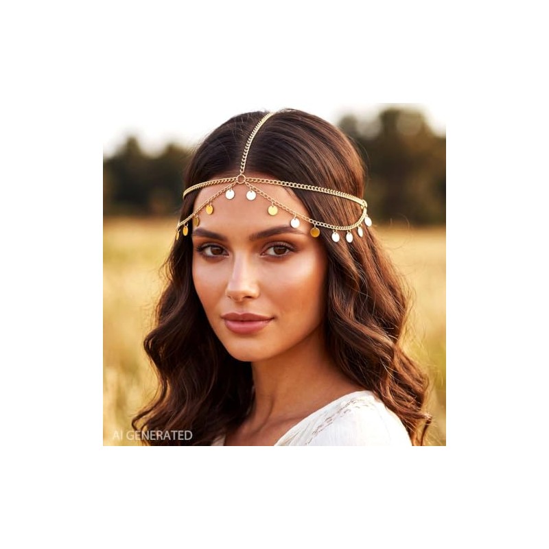 Gorais Lentejuelas Boho Cadena de Cabeza Joyería Cadena para el