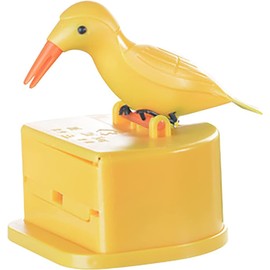 Cldaisy Yellow Bird Automatic Toothpick Dispenser, Push-Type Holder with Storage Box, Kitchen Decoration