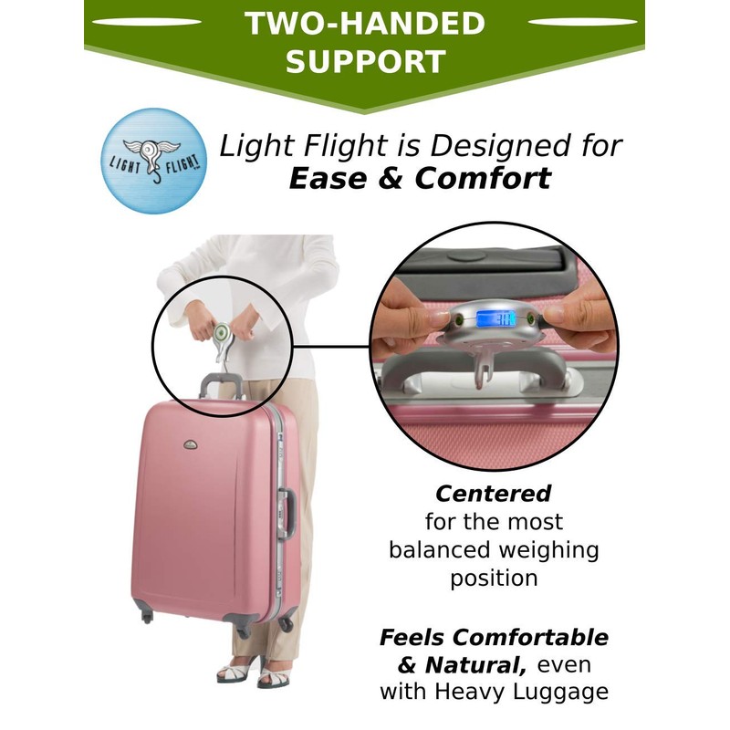 Light Flight Digital Luggage Scale (Silver), Retractable Two Handed Comfort