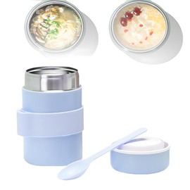 14 Onzas Termo de Comida para Alimentos Fríos y Calientes,Tarro de Acero Inoxidable Aislado al vacío, Recipiente térmico para Comidas de Viaje y Almuerzo sobre la Marcha (Púrpura)