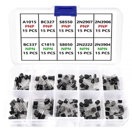 YIXISI 150 PCS 10 Values A1015 BC327 BC337 C1815 S8050 S8550 2N2222 2N2907 2N3904 2N3906 NPN PNP Power Transistor Assortment Kit