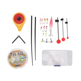 Winter Fishing Set High Strength with Plastic Box Ice Fishing Rod Line Spring and Hook Set for Outdoor Yellow