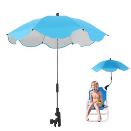 30 Inches Chair Umbrella with Clamp,Waterproof Umbrella Sunshade for Child Outdoor,Bike Wheelchair Umbrella with Holder Clip on Umbrella on Beach Chairs,Strollers,Wheelchairs(Chair Not Include)