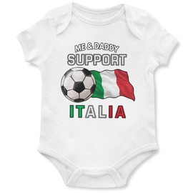 Me & Daddy Support Italia Babygrow Baby Boy Girl Italian Football Fan European Italy Babies Vest, 3-6 Months, Navy