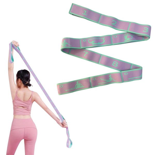 Yoga Stretch Strap with 11 Bows, Highly Elastic Exercise Band,