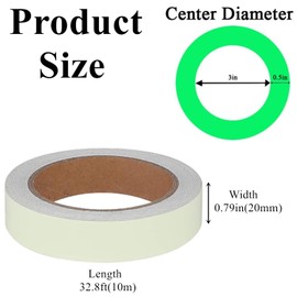 Glow in The Dark Tape, Waterproof Glow Tape Glow in The Dark, Luminous Tape, Fluorescent Tape, Glow in Dark Duct Tape, Glow Tape for Stage Stair Outdoor (20mmx10m)