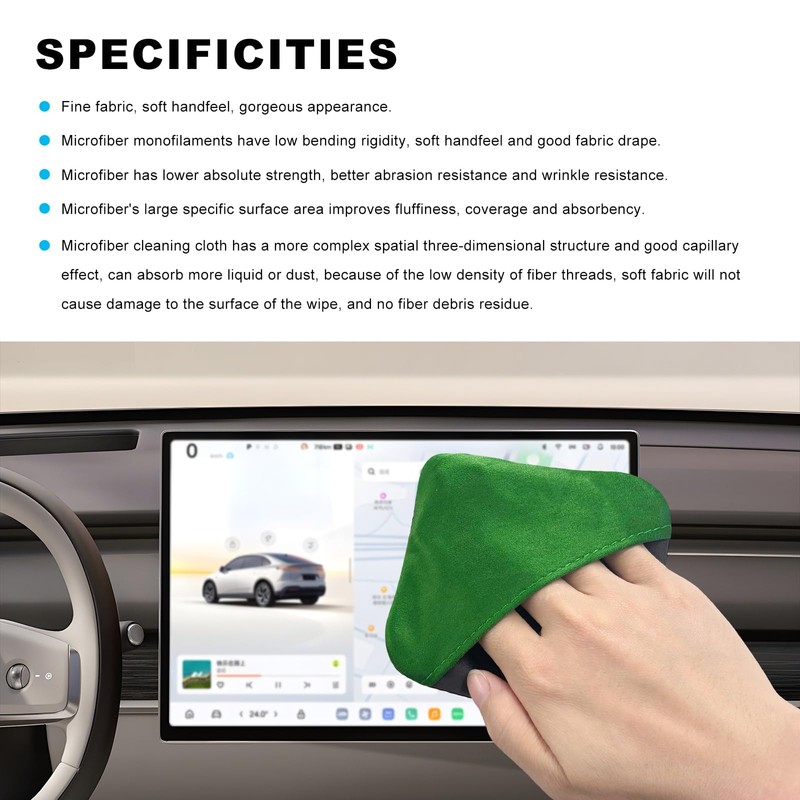 Car Screen Cleaner, Microfiber Cleaning Pad, Green&Gray