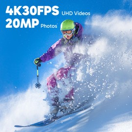 Dragon Touch 4K30FPS Action Camera Vision 3 20MP 100FT Underwater Camera 170° Wide Angle WiFi Sports Waterproof Cam with Remote 2 Batteries and Mounting Accessories Kit