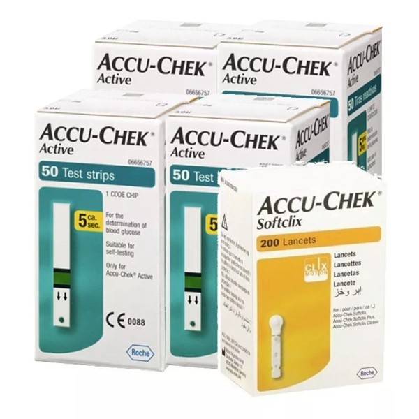 Accu-chek Pack Active 200 Tiras Y 200 Lancetas P Glucometro