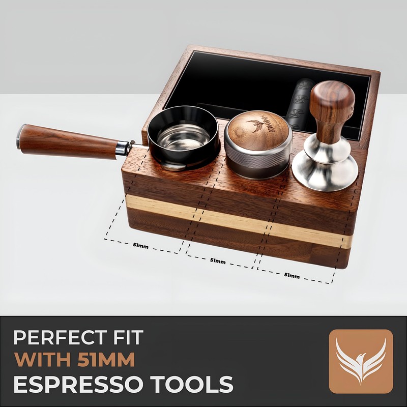 KNODOS 51mm Espresso Knock Box and Tamping Station – Walnut